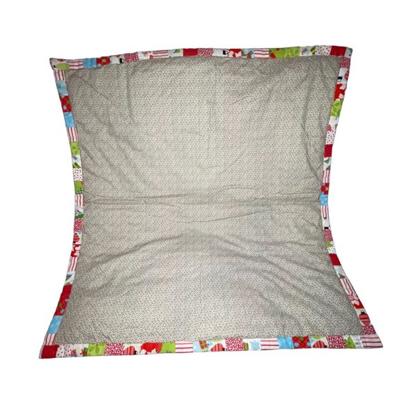 Handmade Hand Crafted Christmas Holiday Lap Quilt Granny Square Colorful 38 X 36 - Picture 6 of 11